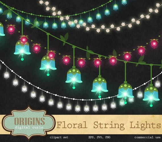 Floral String Lights Clipart wedding string lights fairy