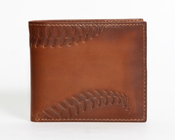 BASEBALL Bifold Embossed Leather Wallet Mens by HouseofJackCo