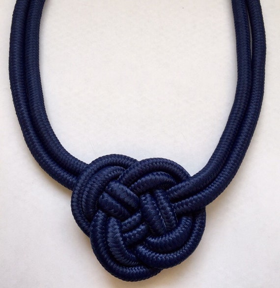 Navy Blue Nautical Rope Knot Statement by BohoJewelBoutique