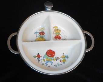 Vintage Baby Food Warmer in Pottery and Chrome signed Excello