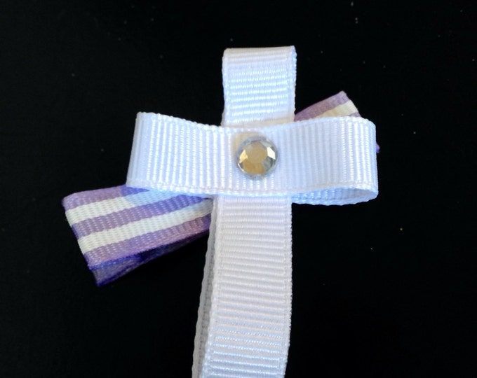 Cross hairclip, Ribbon Sculpture, Jesus Loves me Hairbow, He is Risen, Hair Accessories, Birthday Parties, Bible Study, Sunday School Church