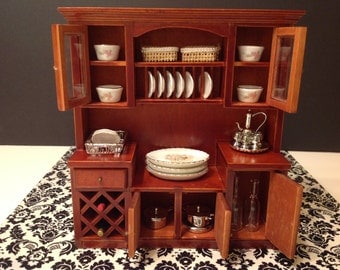 Dollhouse Miniature Furniture Kitchen/Living Room Wood Mahogany Cabinet 1:12