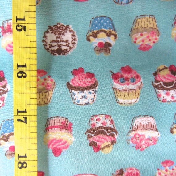 1 Yard 44 W cupcake cotton fabric by AmadeusCoutureSupply