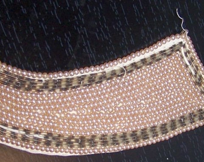 Storewide 25% Off SALE Antique Bugle Beaded Faux Pearl Collar Wrap Featuring Lovely Cream Tones