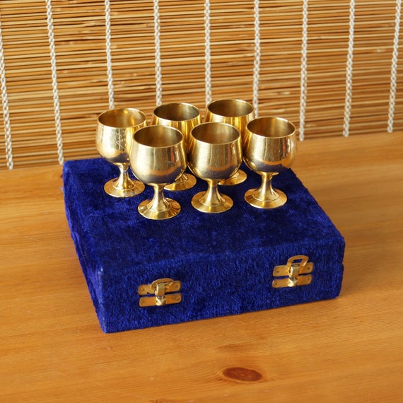 Vintage brass goblet set in the original box 6 by UKAmobile
