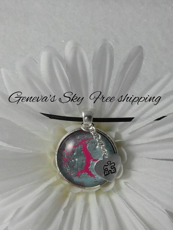Autism necklace autism jewelry free shipping hand by GenevasSky