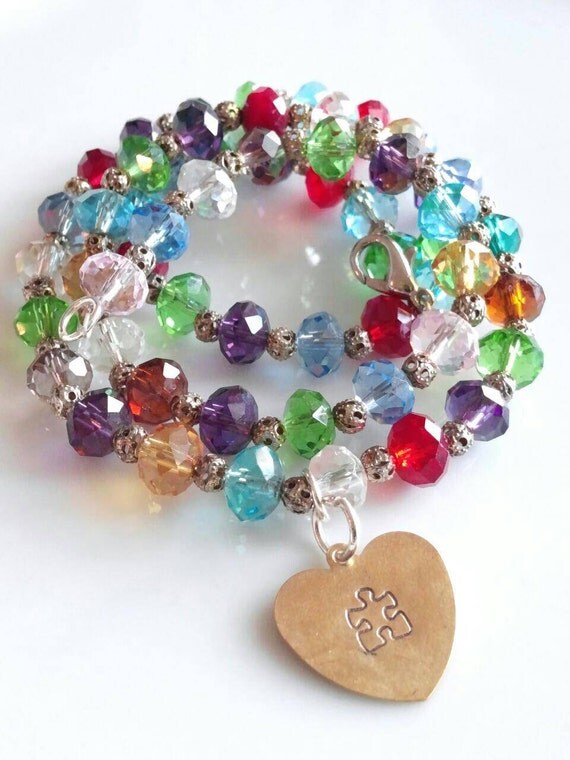 Autism necklace autism awareness jewelry puzzle by GenevasSky