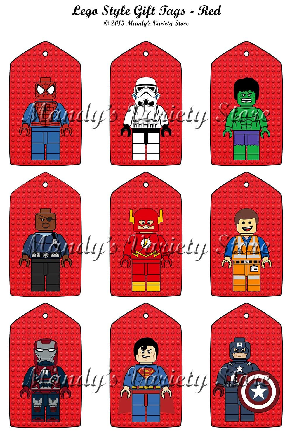Lego Style Printable Gift Tags Instant Download Digital