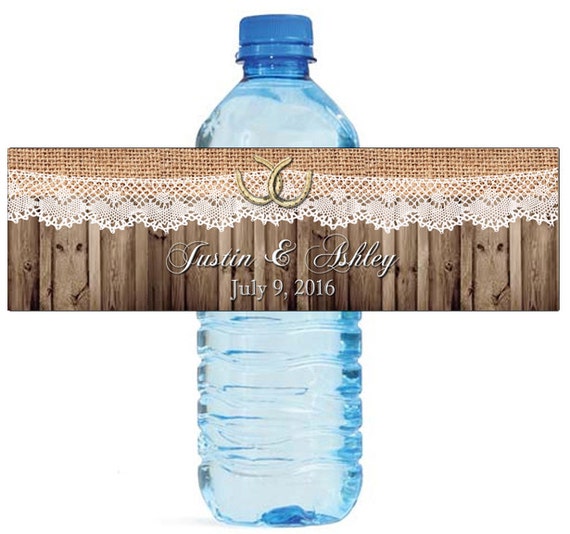 Etiqueta para botella de agua personalizada con Burlap madera