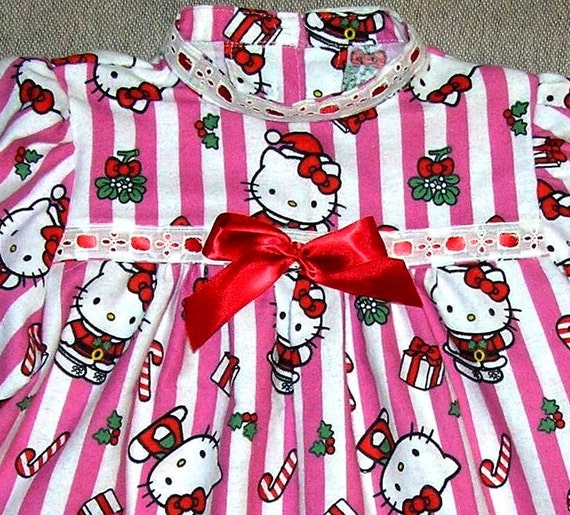 Girls Christmas pajamas pink Hello Kitty ruffle