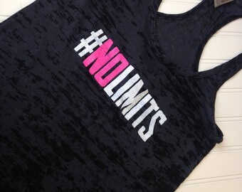 SALE Women's Fitness Tank Top. Workout Tank. Gym Tank Top. Burnout lightweight printed tank. Racerback burnout. No Limits Tank Top. Fitness