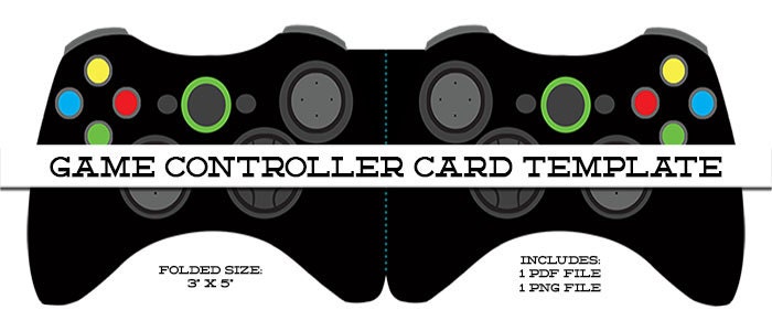 Digital Game Controller Card Template Birthday Invite