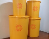 Vintage Tupperware Canisters Set of 4 Gold Yellow Orange Servalier