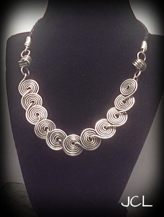 Statement necklace Wirewrapped jewelry. Coiled statement