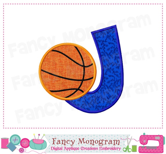 Basketball Monogram J appliqueBasketball Letter J