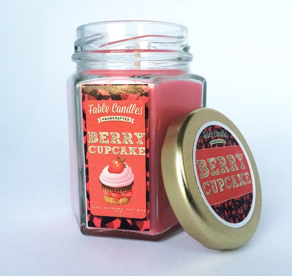 Berry Cupcake Scented Soy Candle Handmade Scented by FableCandles