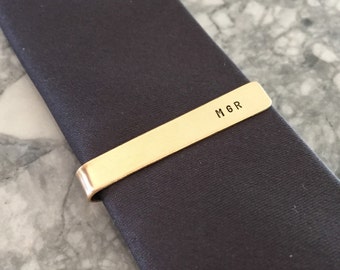 Gold Filled Skinny Tie Bar with Custom Hand Stamping/ Gold Tie Clip for Groomsmen/ Hand Stamped Tie Clip