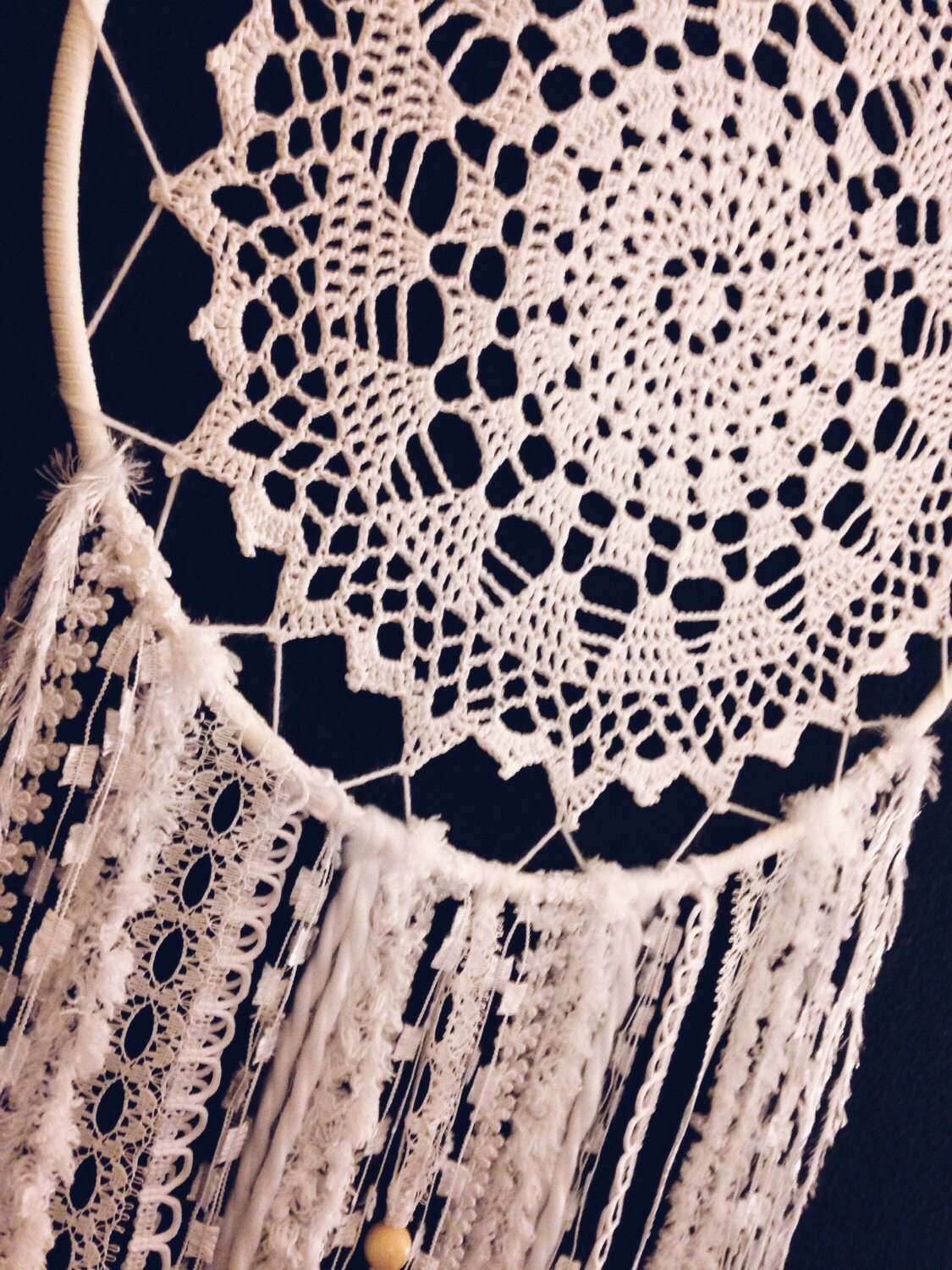 SALE / FREE SHIPPING 12 inch White Doily Dream Catcher/ Large