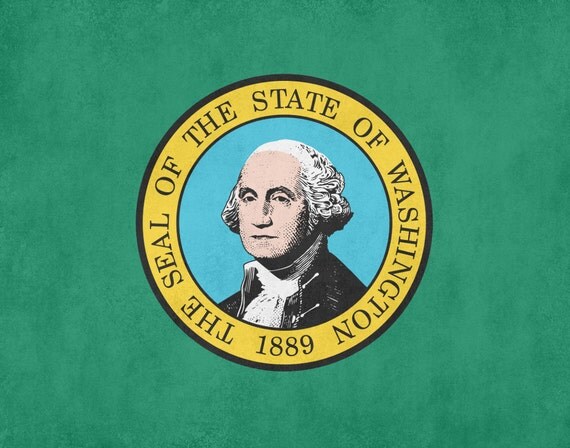 Washington State Flag Print Wall Art Aged or by