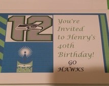 Seahawks Birthday invitation card with Envelope with Seahawks 12 pieces