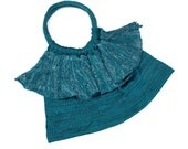 Turquoise knitted handbag - Turquoise Tote bag, , designer handbag, handmade hand bag, turquoise sac bag