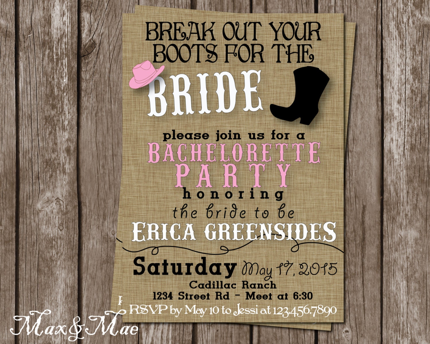 Cowgirl Bachelorette Party Invitations 10