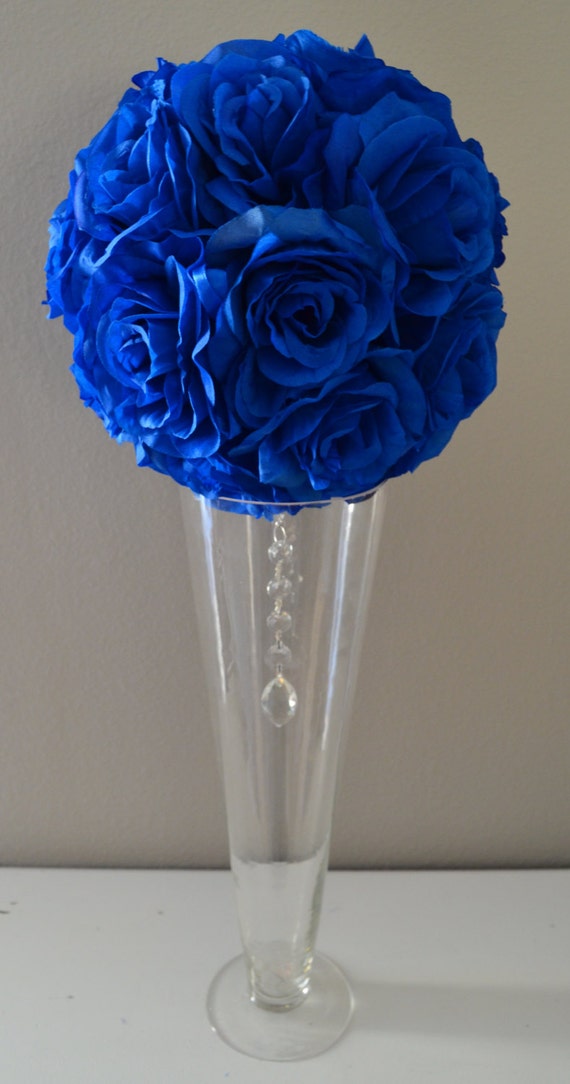 Royal Blue flower ball with crystal ornament WEDDING