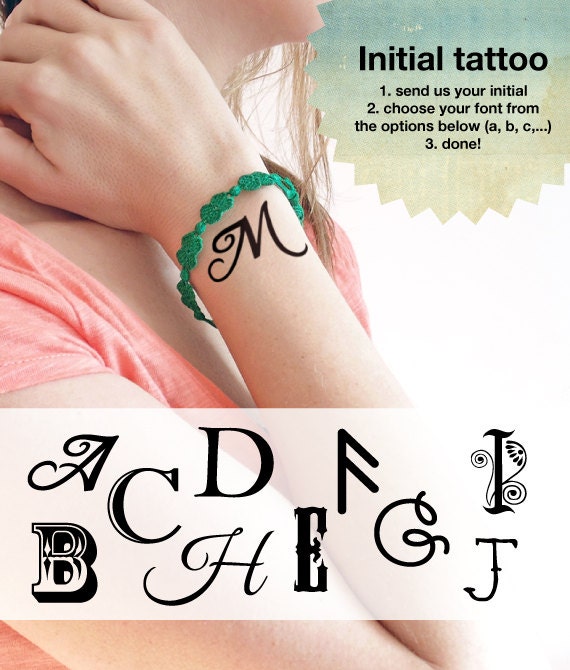 Initial Custom Temporary Tattoos Set of 2