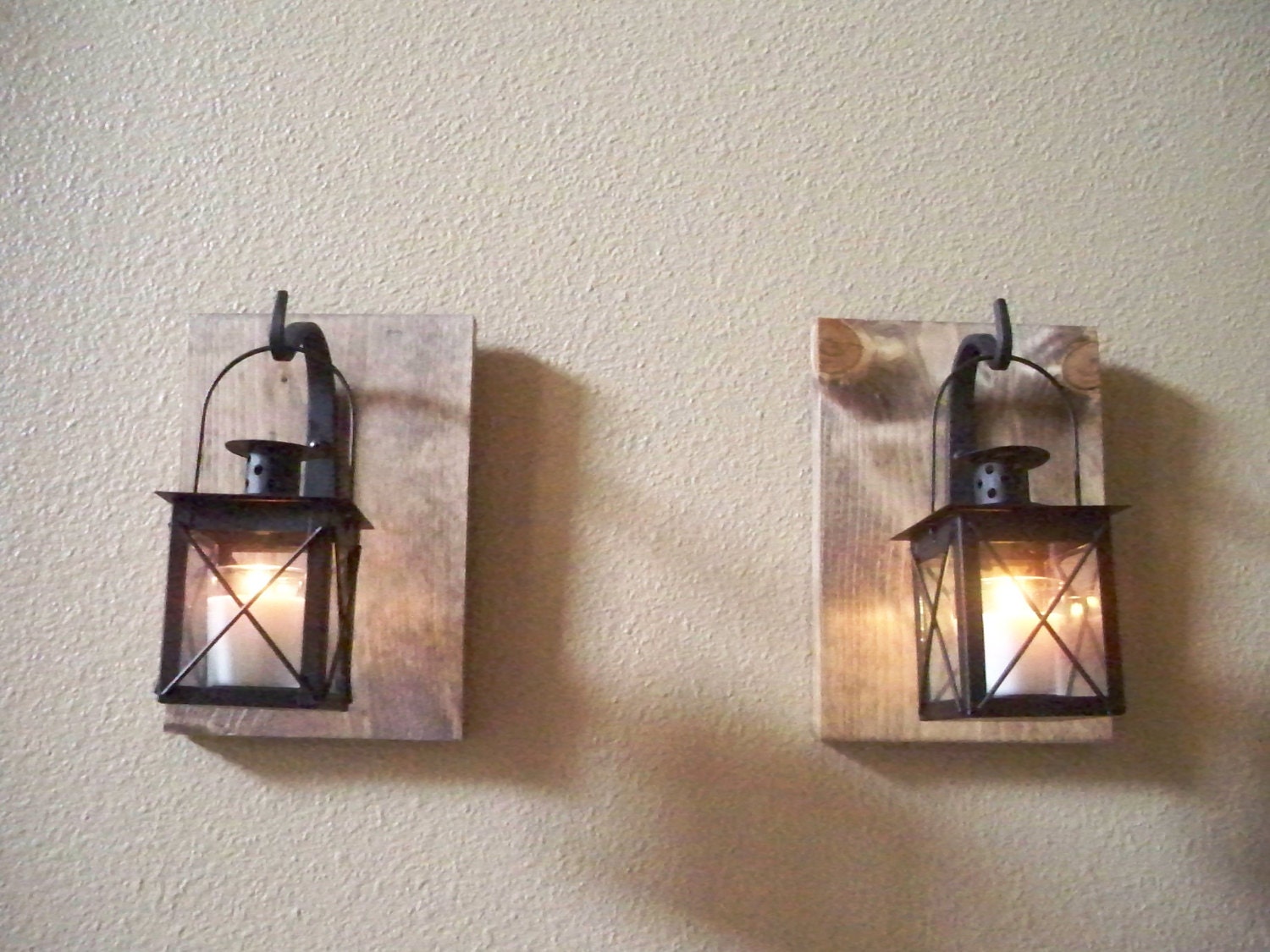 LANTERN set wall decor housewarming gift wrought iron hook