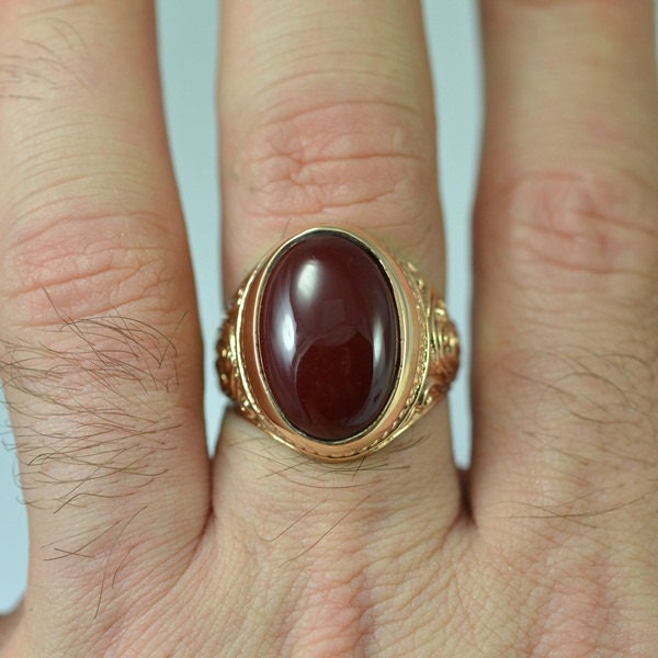 Bronze Men Ring Size Carnelian Persian Vintage by ZeynepGems