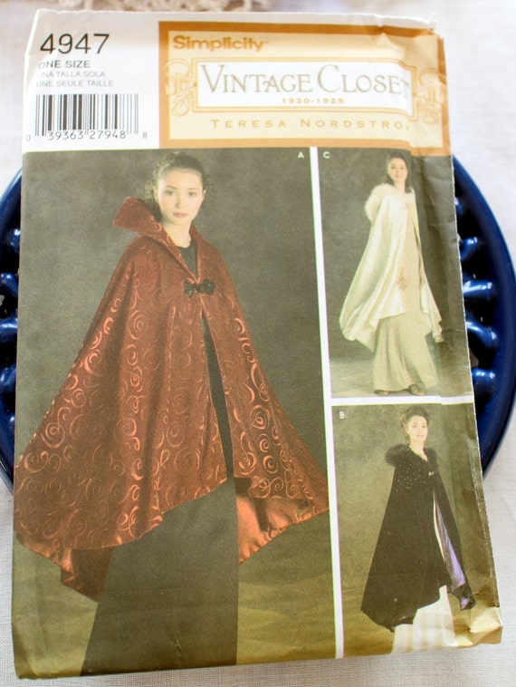 Simplicity 4947 1920's Cape Cloak Pattern One Size