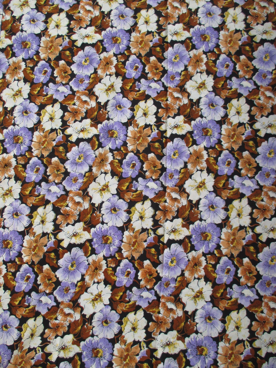 Vintage Rayon Fabric 80's artificial silk printed floral