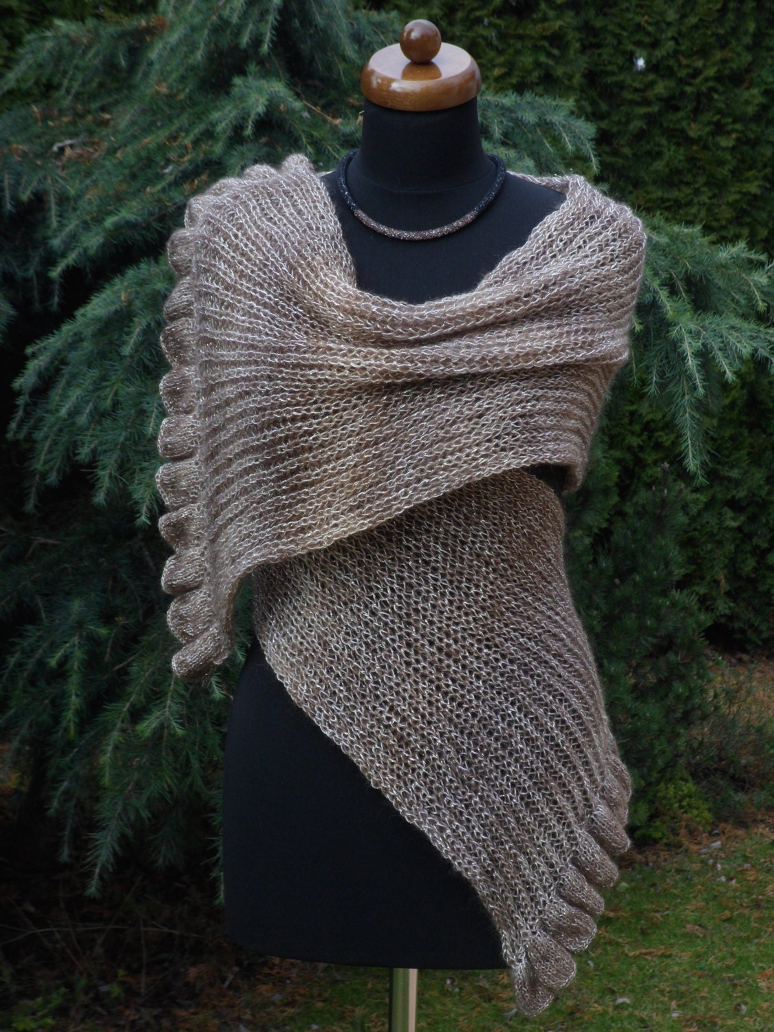 Knit Womens Scarf with ruffled edge Handmade scarf Knit