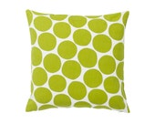 Contemporary Scandinavian Cushion made from Spira of Sweden Fabric - Pompom Lime Green - Lime Green & White Minimalist Nordic Style