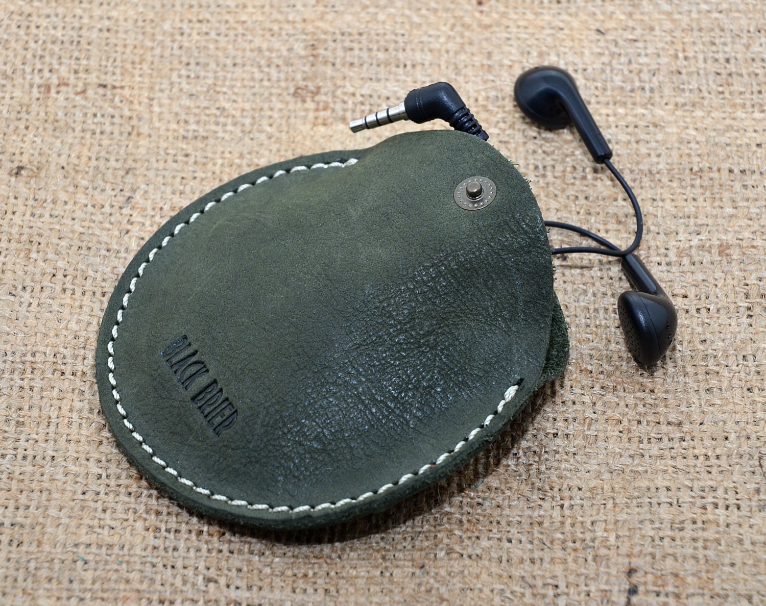 Personalized Headphone leather case /Mini Pouch Bag / Earbuds