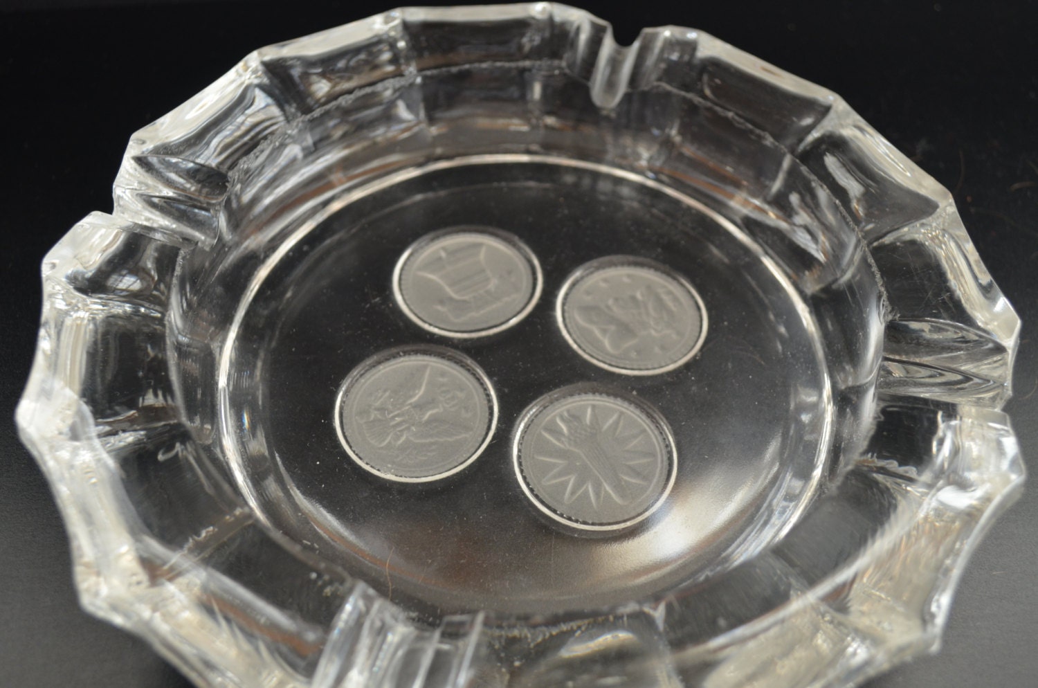 Fostoria Coin Ashtray Mid Century Glass Tobacianna