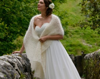 Delicate Kid Mohair Bridal Cover Up Stole / Wedding Shawl in Ivory - Available in Pink, Aqua, Grey, Black