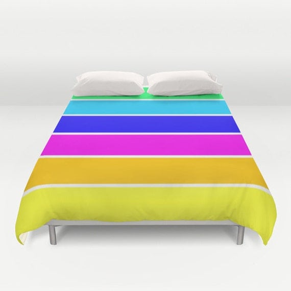 Duvet Cover Bright Stripes Duvet Cover by 2sweetsHomeDecor on Etsy