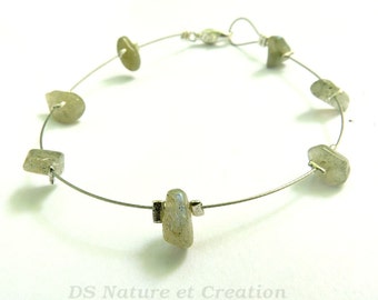 Silver jewelry labradorite, simple silver bracelet, gemstone jewelry, healing crystal stone bracelet, wire jewelry holistic pagan vegan laya