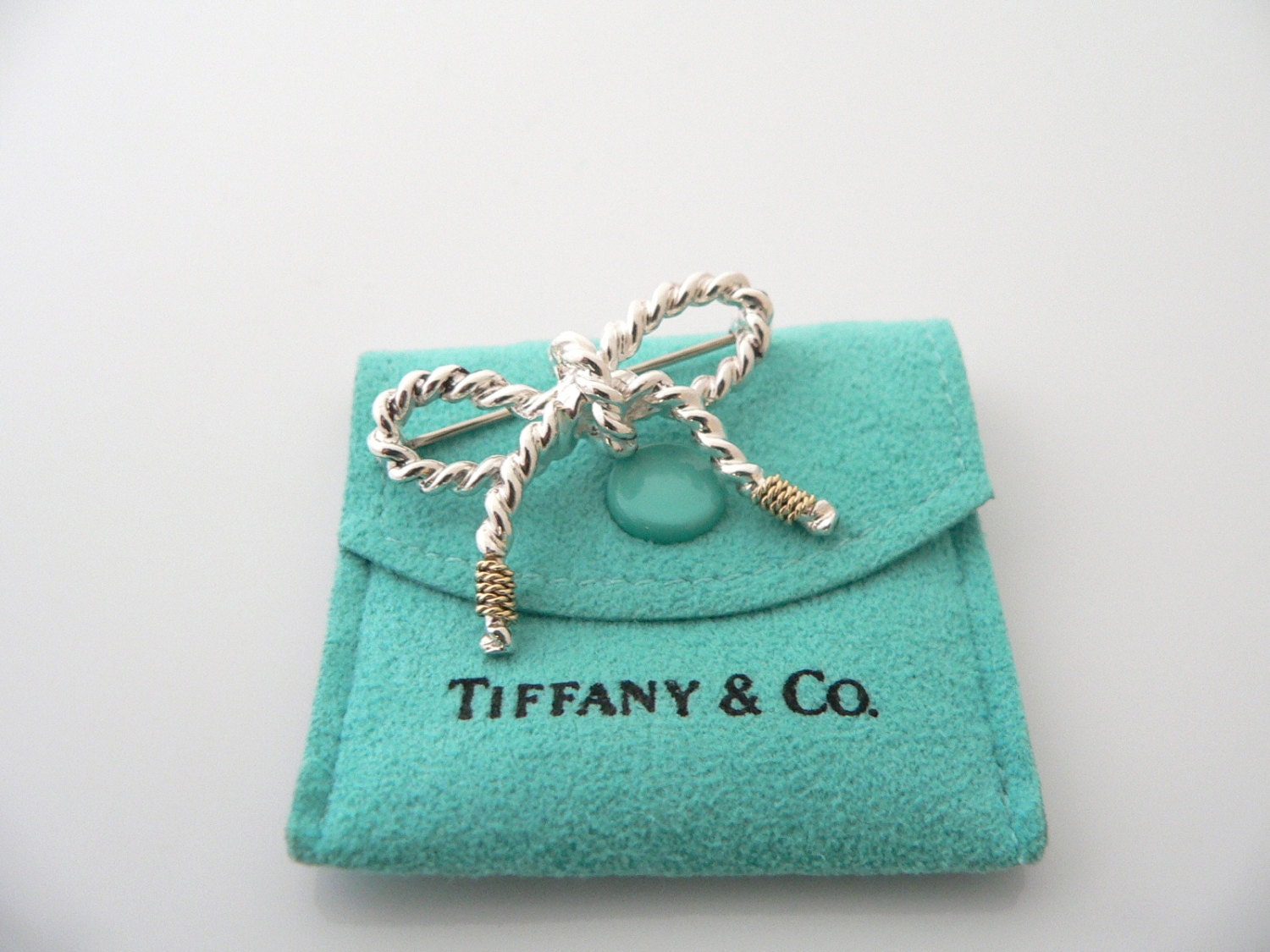 Tiffany & Co Silver 18K Gold Twisted Twirl Rope Ribbon Bow