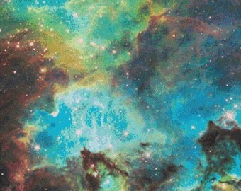 Space Cross Stitch Pattern, NGC 2074 Nebula, Digital Download