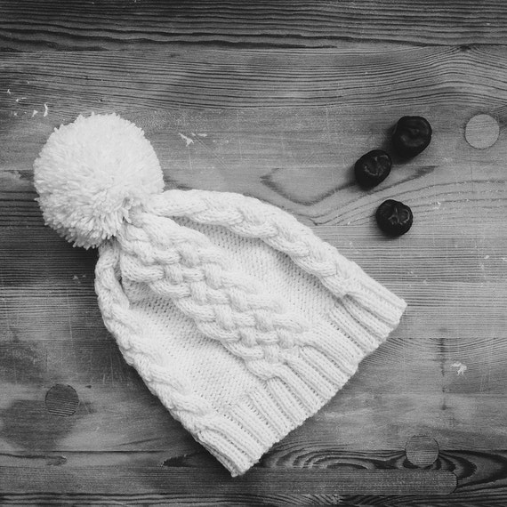 own pom pom create your hat Knit Pom Gift with Pom White Pom Womens Pom, Hat, Beanie Hand Womens