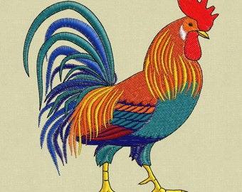 embroidery design Rooster Cock Chicken 4x4 pes hus jef dst vip vp3 exp xxx in zip