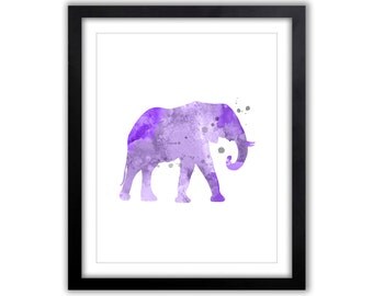 Elephant Wall Art - Watercolor Print - Elephant Art Print - EL044