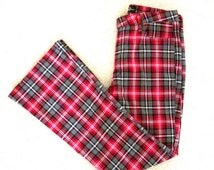 ladies red plaid pants