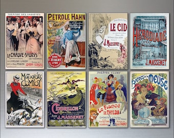 8 Vintage French Poster Fridge Magnets - Shabby Chic, bohemian
