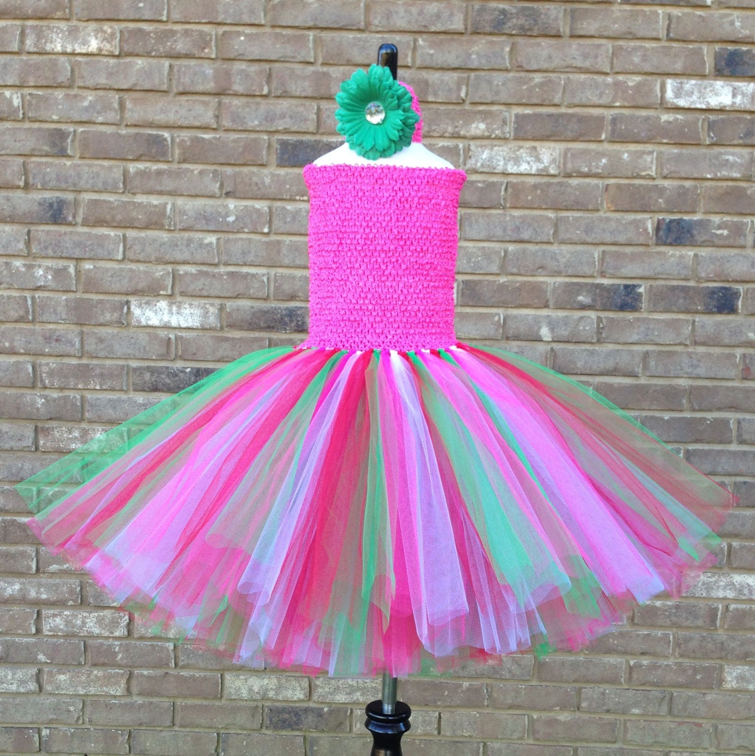 Crochet Top Tutu Dress with Headband Pink Mistletoe 6 to 7