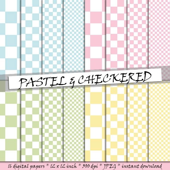 Pastel checkered digital paper checkers pattern in pastel
