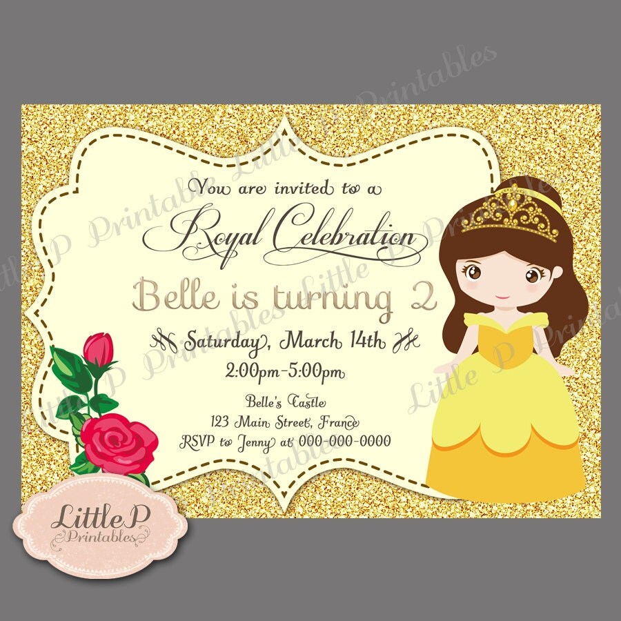 Belle Invitation. Belle Birthday Invitation. Belle Party