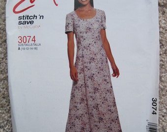 UNCUT Misses Dress - Size 10 to 16 - McCalls Pattern 3074
